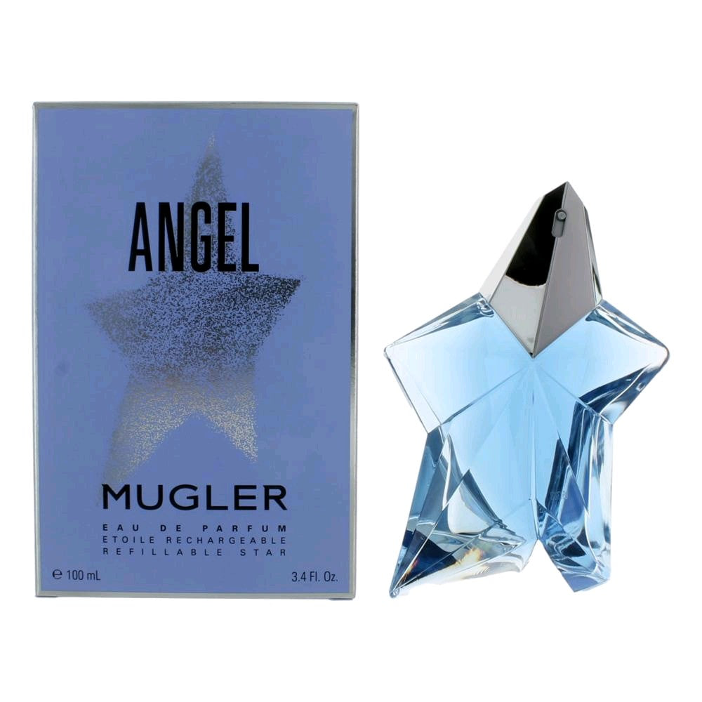 Bottle of Angel by Thierry Mugler, 3.4 oz Eau De Parfum Spray Refillable Star for Women